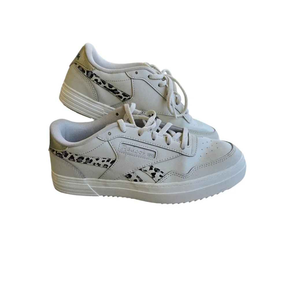 Reebok Club‎ C Double Womens White Leopard Platform Sneakers H02786 Size 7.5